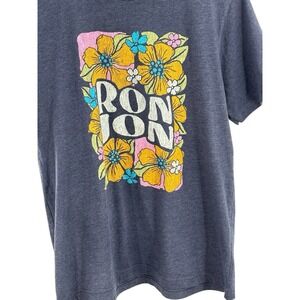 Ron Jon Surf Shop‎ Floral T-Shirt Women's Large Dark Gray Beach Graphic Tee